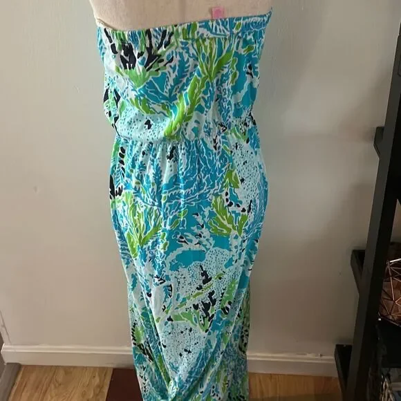 chinese dress ladies Lilly Pulitzer Women's Malone Maxi Dress, Las Olas Aqua Strong Current Sea  at Amazon Women's Clothing store